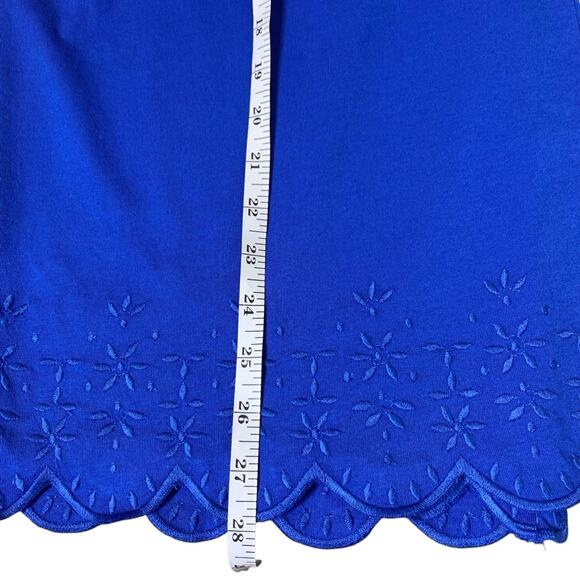 Chico's Top NWT Women's Size 4 (2x) Eyelet Square Neck Scallop Hem Admiral Peony - Picture 6 of 6